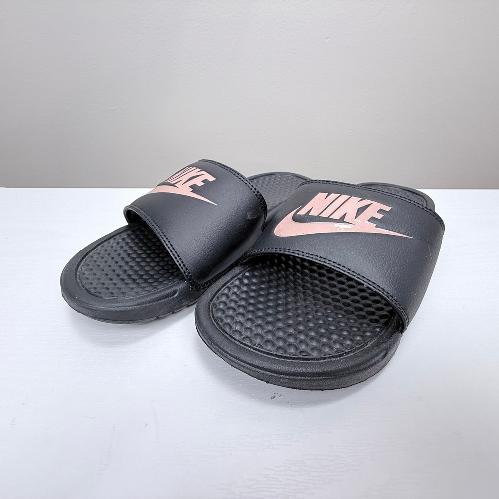 Nike Benassi JDI Slides Women 7 Black Pink Athleisure, Sporty, Casual, Summer